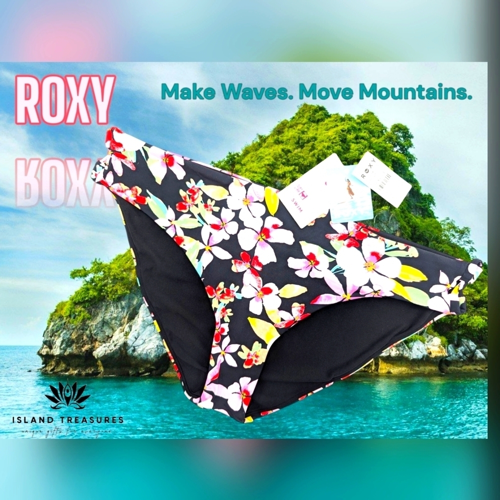 NWT ROXY Hipster Classic Strap Ties Full Coverage Swim Bottom Size XXL